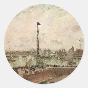 Pilot's Jetty, Le Havre, Neblig von Camille Pissar Runder Aufkleber