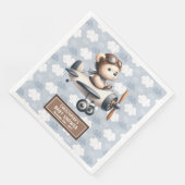 Pilotthema "Baby Shower Napkins Blue Teddy Bear" Serviette (Ecke)