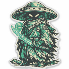 Pilz-Alien-Ronin – Vintage-Weltraumwanderer  Aufkleber