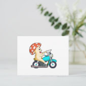 Pilz als Fahrrad mit Motorrad Postkarte (Stehend Vorderseite)