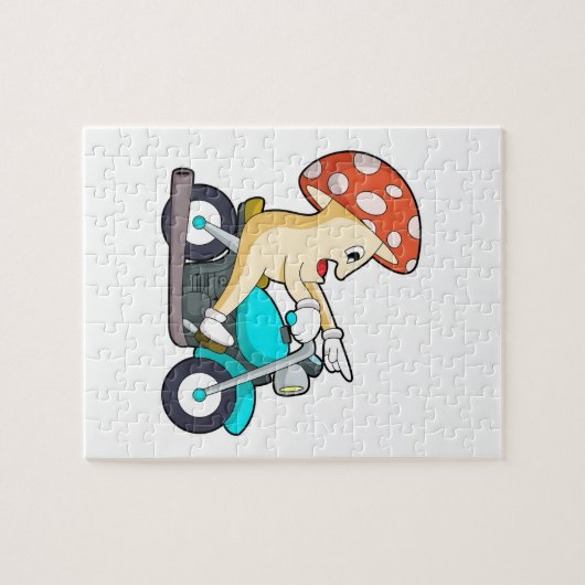 Pilz als Fahrrad mit Motorrad Puzzle (Horizontal)