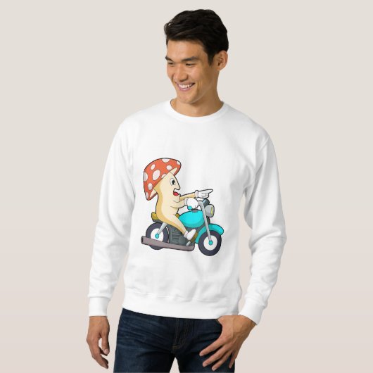 Pilz als Fahrrad mit Motorrad Sweatshirt (Vorne ganz)