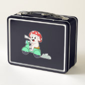 Pilz als Fahrrad mit Scooter.PNG Metall Brotdose (Rückseite)