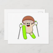 Pilz als Skifahrer mit Ski Postkarte (Vorne/Hinten)