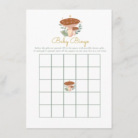 Pilz Baby Bingo Baby Showspiel Begleitkarte (Vorderseite)
