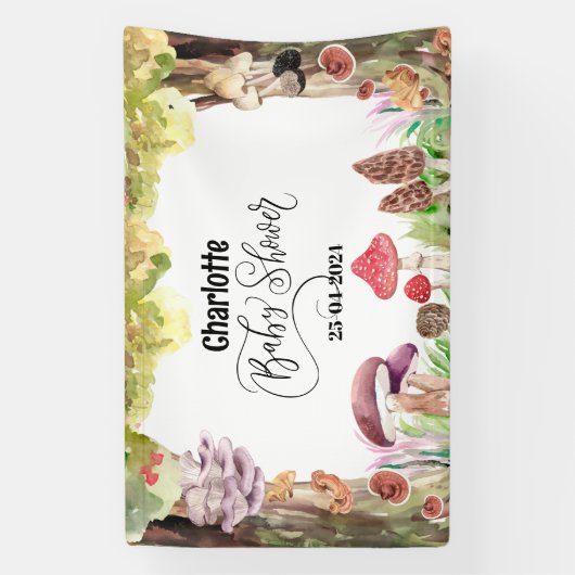 Pilz-Babydusche Waldwald Banner (Vertikal)