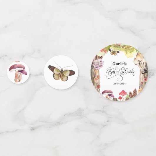 Pilz-Babydusche Waldwald Konfetti (Vorderseiten)