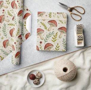 Pilz Cottagecore-Muster in erdigen Tönen Geschenkpapier