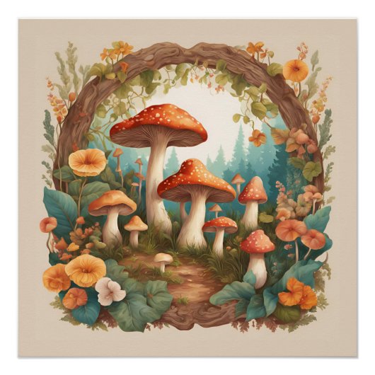 Pilz Cottagecore Poster (Vorderseite)