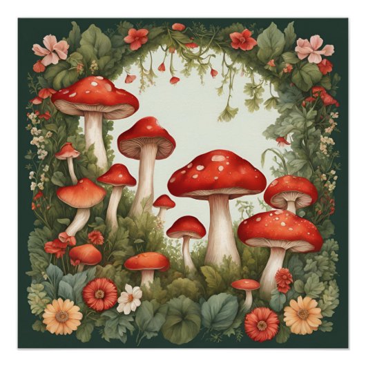 Pilz Cottagecore Poster (Vorderseite)