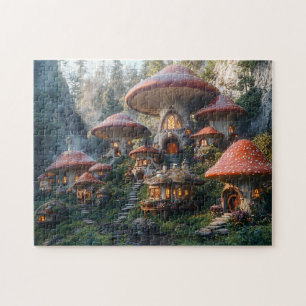 Pilz-Dorf-Gnom-Cottagecore-Champignon-Häuschen Puzzle