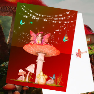 Pilz Fantasy Feen Sterne Verbranntes Orange  Postkarte