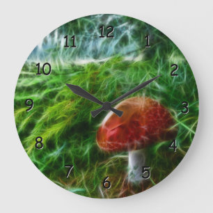 Pilz-Fraktal-Wald Große Wanduhr