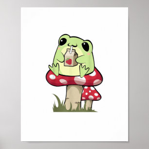 Pilz Frosch Goblincore Mykologie Kreativer Stil Poster