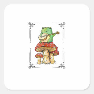 Pilz Frosch Goblincore Mykologie Künstlerisches De Quadratischer Aufkleber