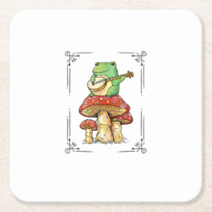 Pilz Frosch Goblincore Mykologie Künstlerisches De Rechteckiger Pappuntersetzer