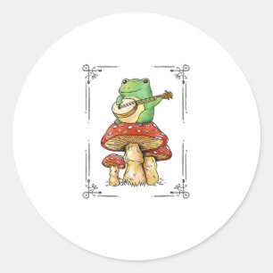 Pilz Frosch Goblincore Mykologie Künstlerisches De Runder Aufkleber