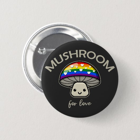 Pilz für die Liebe - Punny LGBTQIA+ Mushroom Button (Vorne & Hinten)