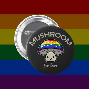 Pilz für die Liebe - Punny LGBTQIA+ Mushroom Button