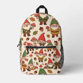 Pilz-Gnom-Muster-Rucksack - Herbstliche Gemütlichk Bedruckter Rucksack