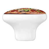 Pilz-, Grüner Paprika- und Pepperoni-Pizza Keramikknauf (Seitenansicht)