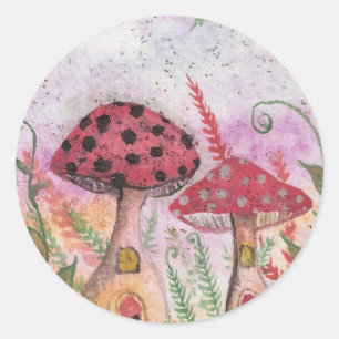 Pilz-Häuser Runder Aufkleber