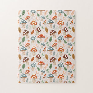Pilz, Herbstlaub, Naturmuster  Puzzle