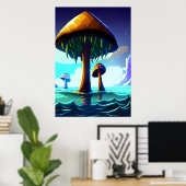 Pilz im Meer | AI Art Poster (Heimbüro)