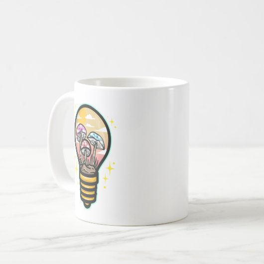Pilz in einer Glühbirne Kaffeetasse (Vorderseite Links)