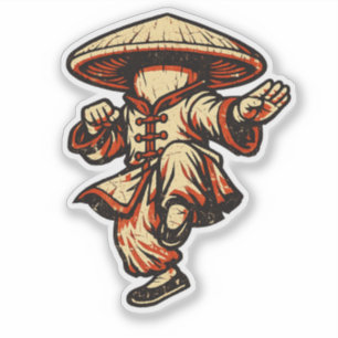 Pilz Kung Fu Meister — Vintage Retro Martial Arts Aufkleber