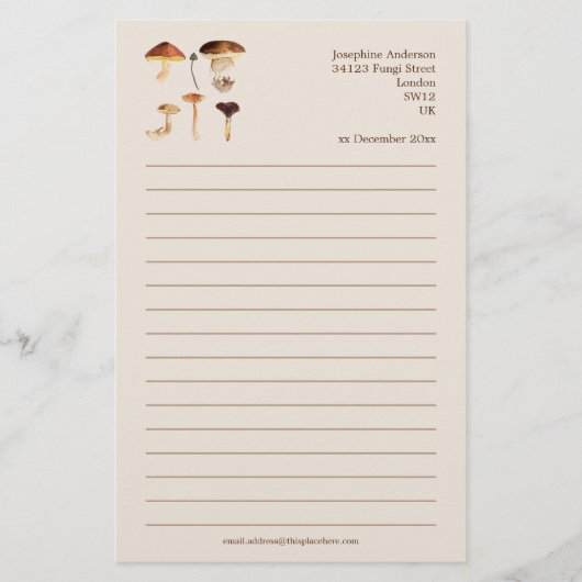 Pilz-Kunst Briefpapier (Vorderseite)