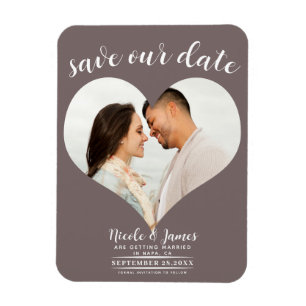 Pilz Maushgrau Herz Foto Hochzeit Save the Date Magnet