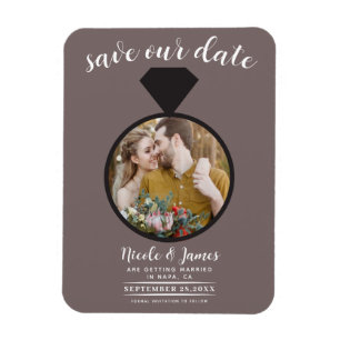 Pilz Maushgraue Hochzeitsring Foto Save the Date Magnet