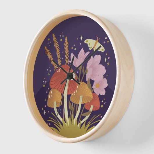 Pilz mit Florals Lila Uhr (Winkel)