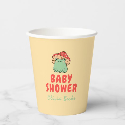 Pilz mit Frog Baby Dusche Pappbecher (Vorderseite)