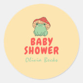 Pilz mit Frog Baby Dusche Runder Aufkleber (Vorderseite)