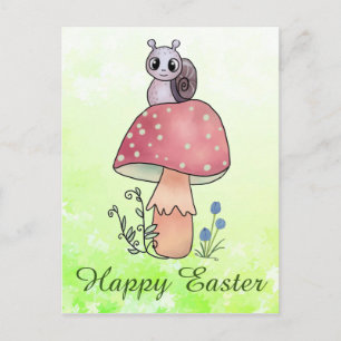 Pilz mit Schnecke Postkarte