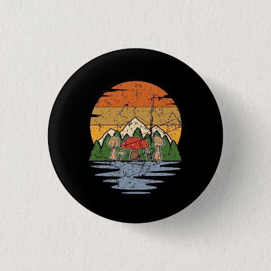 Pilz-Picking Retro Button (Vorderseite)
