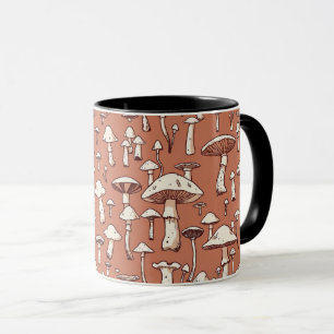Pilz Print on Terracotta Brown Tasse