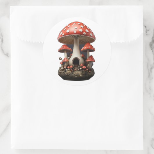 Pilz Runder Aufkleber (Tasche)