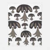 Pilz Schwarz Grau Muster Fleecedecke (Vorderseite)