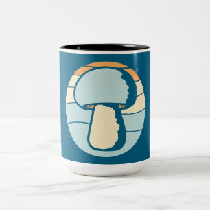Pilz-Silhouette Sonnenuntergang Retro Natur Vintag Zweifarbige Tasse