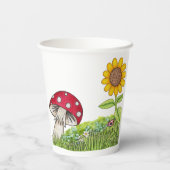 Pilz, Toadstool, Ladybug, Sonnenblumenpapiere Pappbecher (Rückseite)