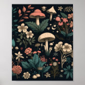 Pilz- und Blume-Farbschema Weiß und Rosa Poster (Vorne)