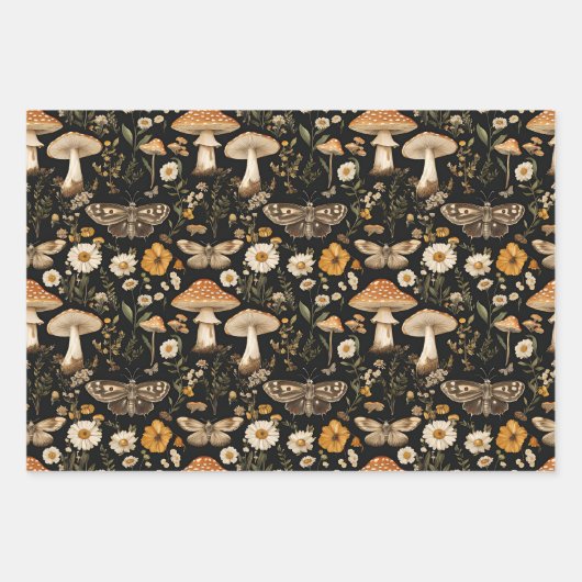 Pilz- und Blume-Kernmuster Geschenkpapier Set (Vorderseite 3)
