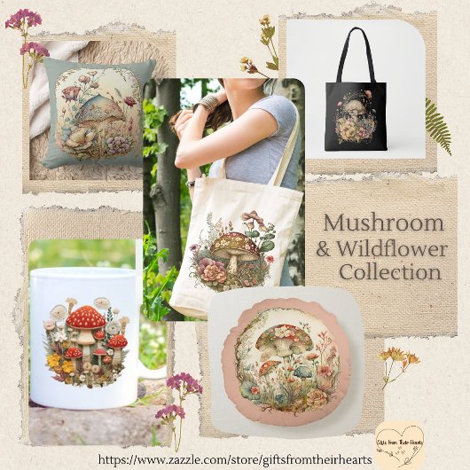 Pilz- und Blumenbeutel Tragetasche