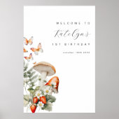 Pilz- und Erdbeeren Geburtstagszeichen Poster (Vorne)