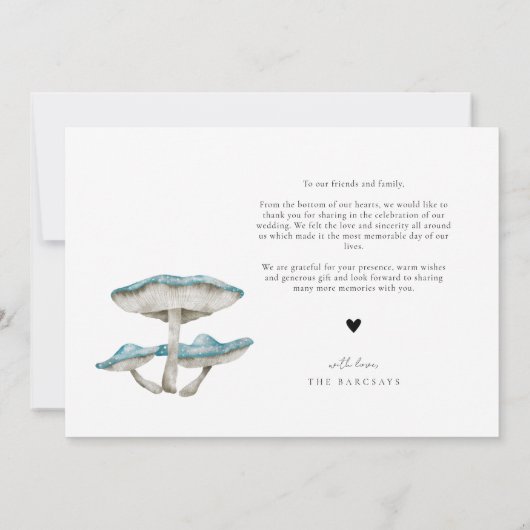 Pilz- und Moth-Hochzeit Dankeskarte (Rückseite)