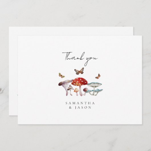 Pilz- und Moth-Hochzeit Dankeskarte (Vorne/Hinten)