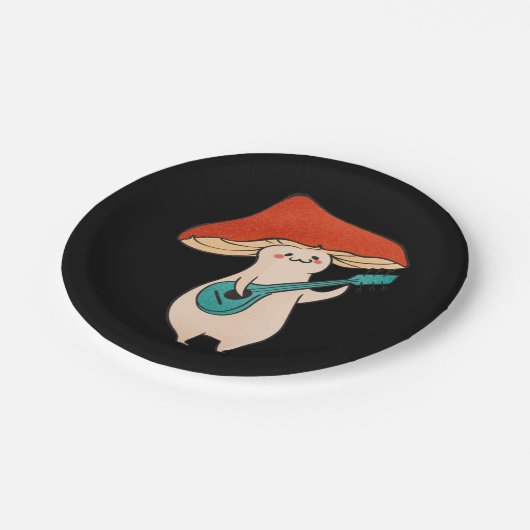 Pilz und Musik Pappteller (Schrägansicht)